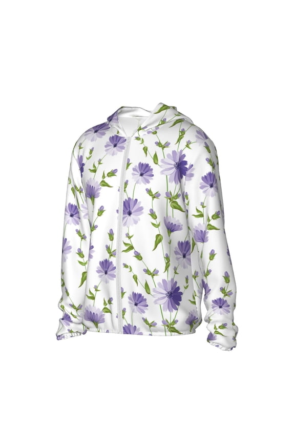 Purple Chicory Women's Men's UPF 50+ Sun Protection Hoodie Shirt Long Sleeve SPF Fishing Outdoor UV Hiking Lightweight Shirts-X-Large