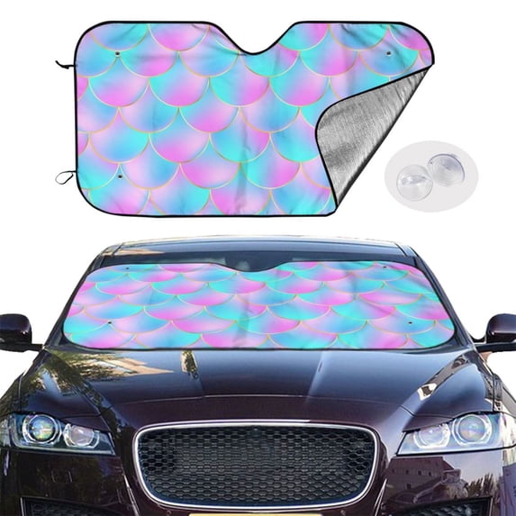 Picia Purple Dragon Scales Curved Windshield Sunshade Accordion Folding Style Auto Shade for Car Truck SUV Van Blocks UV Ray Sun Visor Protector -Medium
