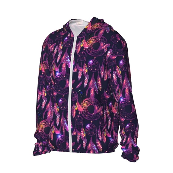 Picia Purple Dreamcatcher Women's Men's UPF 50+ Sun Protection Hoodie Shirt Long Sleeve SPF Fishing Outdoor UV Hiking Lightweight Shirts-XX-Large