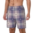 thumbnail image 1 of Picia Purple Floral Gingham Check Plaid pattern Mens Swim Trunks with Compression Liner Stretch Beach Shorts Quick Dry with Zipper Pockets No-Chafing Board Shorts-3X-Large, 1 of 9