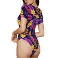 thumbnail image 1 of Picia Purple Flower Womens One Piece Swimsuits Modest Tummy Control Bathing Suits Lace Up Slimming Swim Suit-X-Large, 1 of 9
