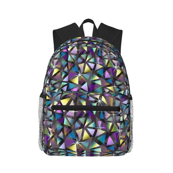 Picia Purple-Gold Triangles Large Capacity Backpack Classic Style Backpack Casual Backpack Water-Resistant School Work Travel Outdoor Backpack