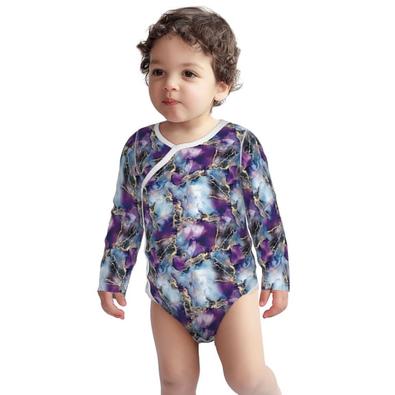 Picia Purple Marble Texture for unisex-baby Long-sleeve Bodysuit,Newborn Baby Boy Girl Onsies Bodysuit-2 Years