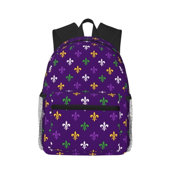 Picia Purple Mardi Gras Large Capacity Backpack Classic Style Backpack Casual Backpack Water-Resistant School Work Travel Outdoor Backpack
