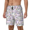 thumbnail image 1 of Picia Purple Rabbit pattern Mens Swim Trunks with Compression Liner Stretch Beach Shorts Quick Dry with Zipper Pockets No-Chafing Board Shorts-Small, 1 of 9