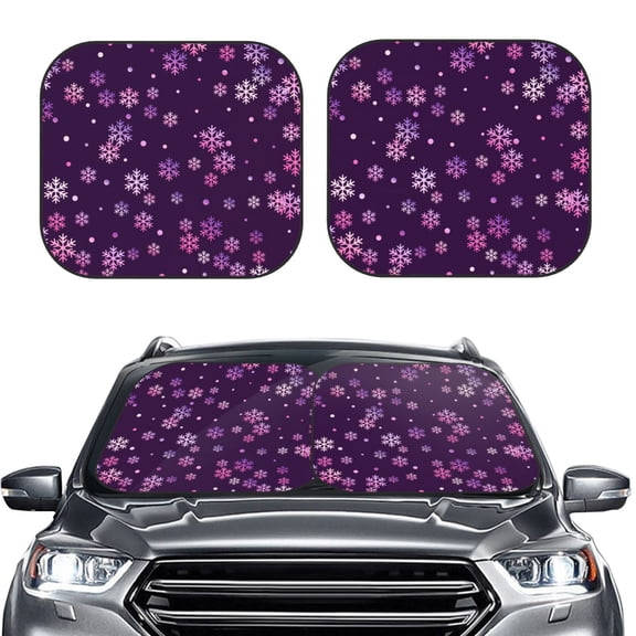 Picia Purple Snow Flakes 2 Piece Car Windshield Sun Shade Foldable | Foldable Sun Shield for Front Window Blocks UV Rays and Keeps Your Vehicle Cool-Large