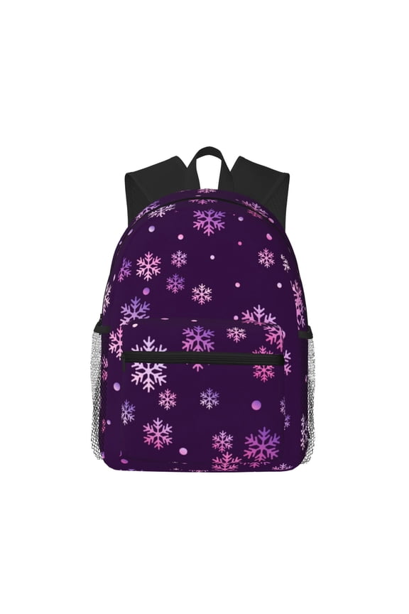 Purple Snow Flakes Large Capacity Backpack Classic Style Backpack Casual Backpack Water-Resistant School Work Travel Outdoor Backpack