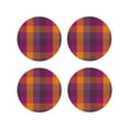 thumbnail image 1 of Picia Purple Yellow Buffalo Plaid Printed Leather Coasters for Drinks, 4" Drink Coasters Set of 4 for Tabletop Protection, Handmade Luxurious Home Décor and Housewarming Gift -Round Shape, 1 of 6