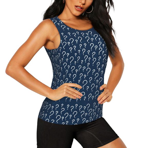 Picia Question Marks Pattern Women's Workout Tank Top,Breathable Activewear,Slim Fit Athletic Top,Versatile Workout Moisture-wicking top-Large