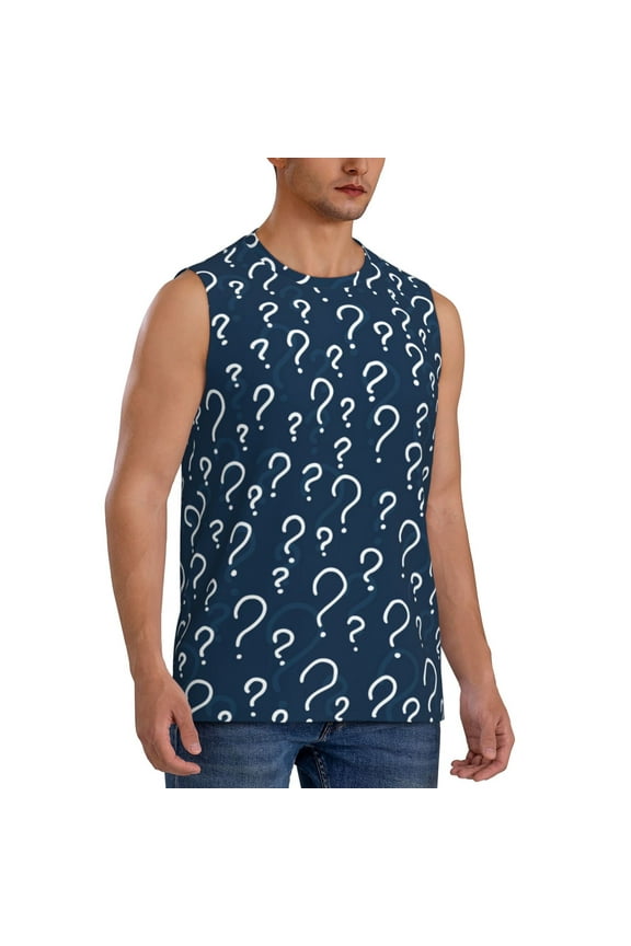 Question Marks mens Cotton Tank Undershirts , Moisture-wicking Ribbed Tanks, Lightweight Cotton Tank Undershirts-XX-Large