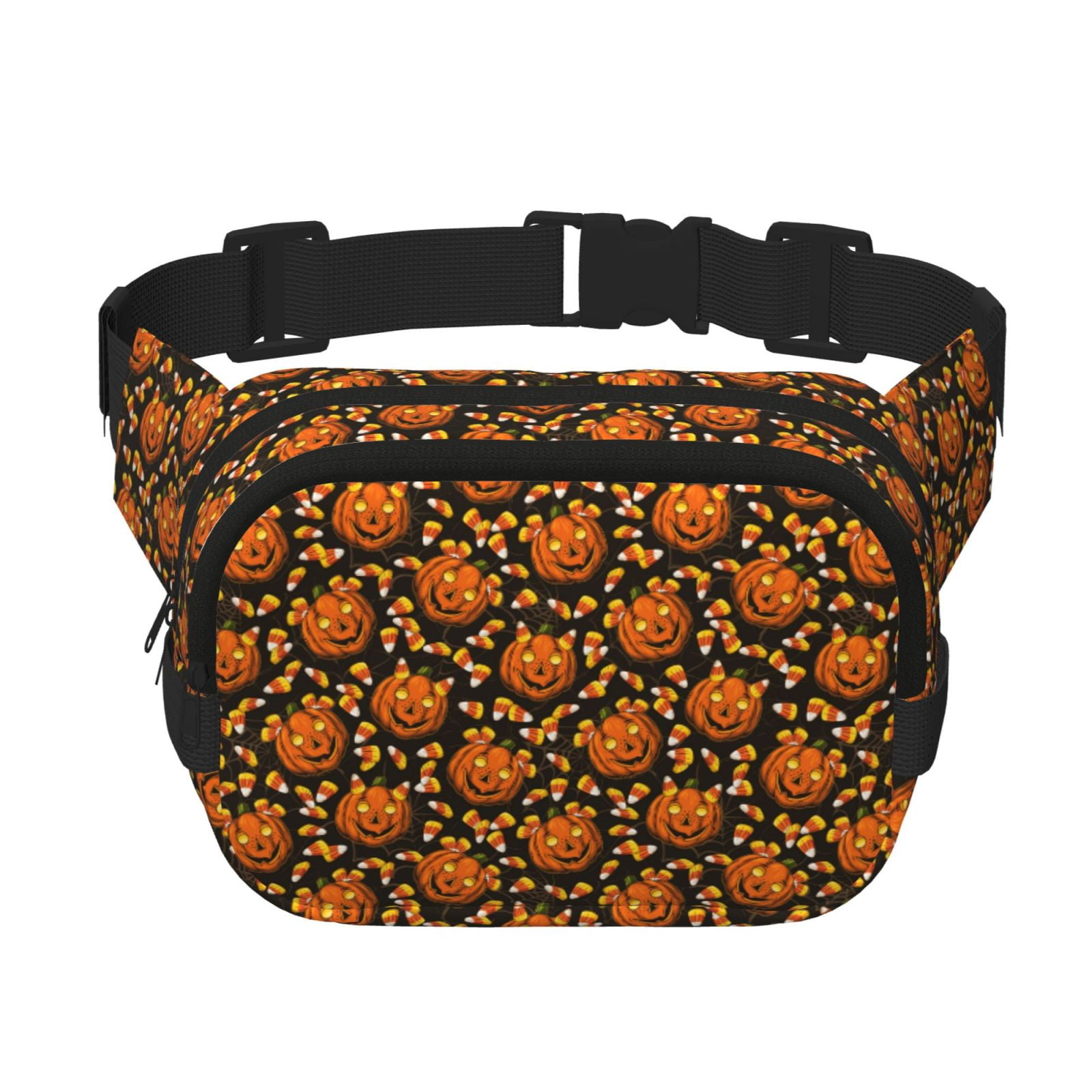 Picia Quirky Corn Pumpkin Print Square Double-Layer Waist Bag Mini Adjustable Waist Belt Bag Exercise Running Travel Hiking