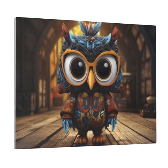 Picia Quirky Owl With Glasses Pattern Decorative Picture – Unique Wall Art, Modern Canvas Print for Trendy Interiors (Horizontal)