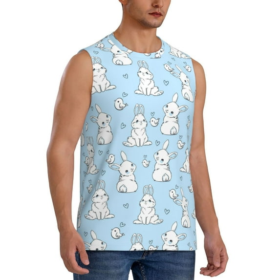 Picia Rabbit And Bird mens Cotton Tank Undershirts , Moisture-wicking Ribbed Tanks, Lightweight Cotton Tank Undershirts-Small