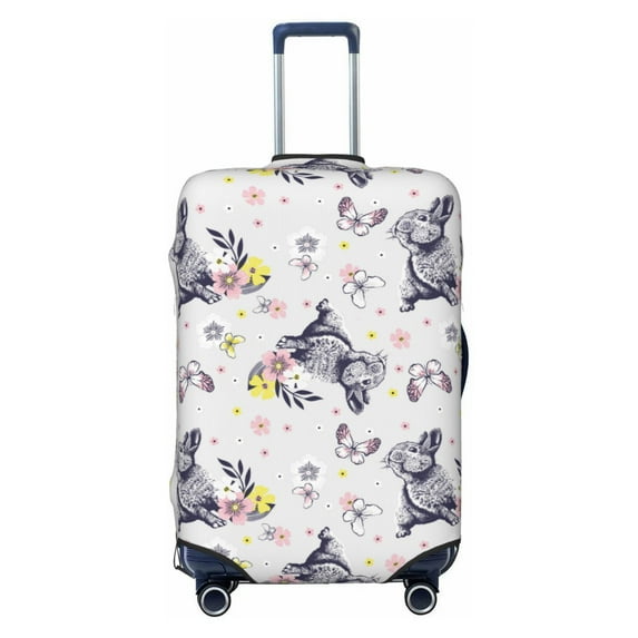 Picia Rabbit And Butterfly Luggage Protector Cover Thicken Suitcase Protector Cover Fit 18-32 Inch Luggage-Medium