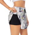 thumbnail image 1 of Picia Rabbit And Butterfly Pattern Women's 2 in 1 Athletic Running Shorts High Waisted Workout Casual Gym Sweat Shorts with Comfy Liner Zipper Pockets-Large, 1 of 9
