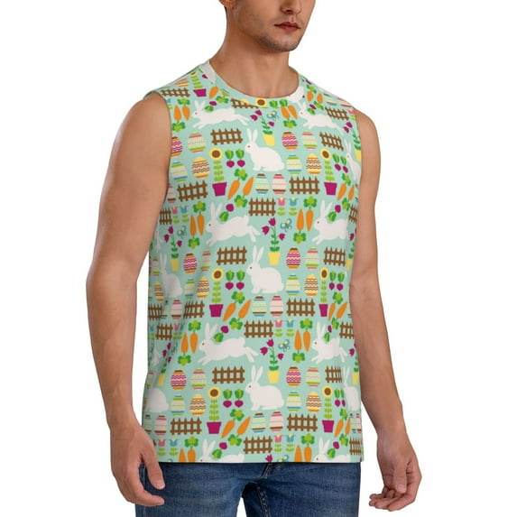 Picia Rabbit And Carrot mens Cotton Tank Undershirts , Moisture-wicking Ribbed Tanks, Lightweight Cotton Tank Undershirts-Large