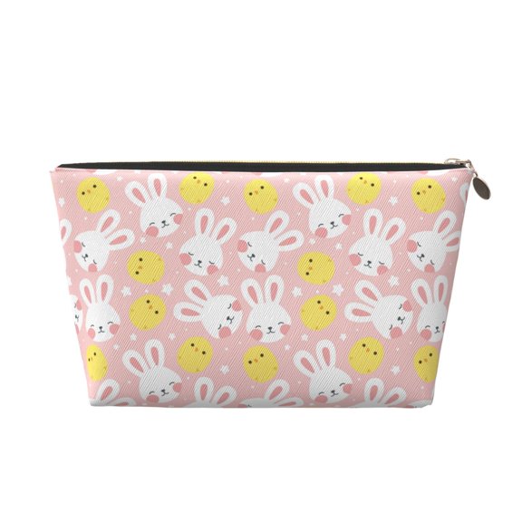 Picia Rabbit And Chick Printed Leather Travel Toiletry Bag,Cosmetic Organizer, Makeup Travel Bag, Durable Travel Pouch, Compact Toiletry Bag, Travel Accessories