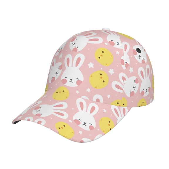 Picia Rabbit And Chick pattern Trucker Low Profile Hat Men Women Baseball Cap Dad Hat Adjustable Unconstructed Plain Cap