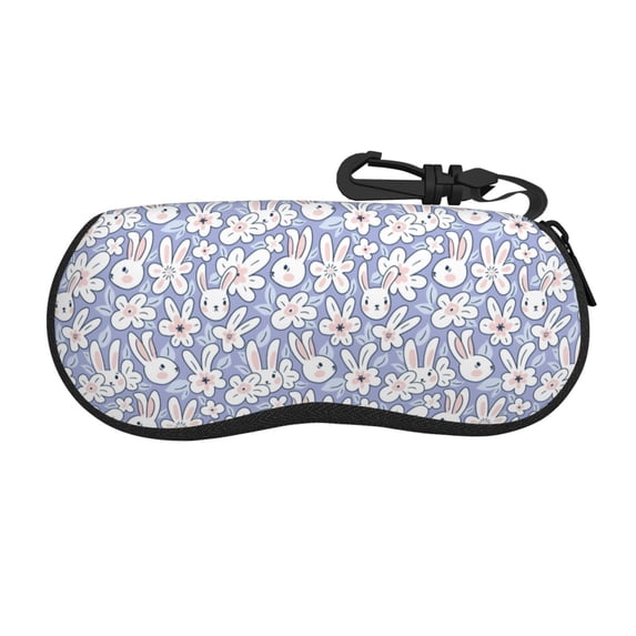 Picia Rabbit And Floral Print Sunglasses Case, Eyeglasses Case Protector Large Glasses Case, Key Lock Case Protective Glasses Holder Eyeglasses Cases