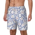 thumbnail image 1 of Picia Rabbit And Floral pattern Mens Swim Trunks with Compression Liner Stretch Beach Shorts Quick Dry with Zipper Pockets No-Chafing Board Shorts-X-Large, 1 of 9