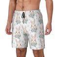 thumbnail image 1 of Picia Rabbit And Flower pattern Mens Swim Trunks with Compression Liner Stretch Beach Shorts Quick Dry with Zipper Pockets No-Chafing Board Shorts-XX-Large, 1 of 9