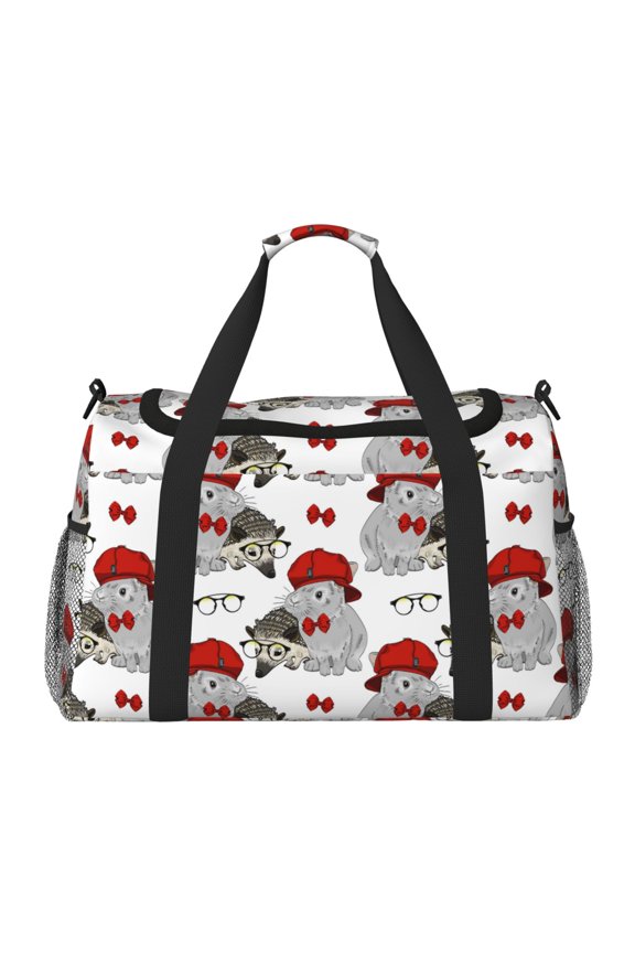 Rabbit And Hedgehog Print Travel Duffle Bag,Weekender Bags for Women with Shoe Compartment, Gym Duffel Bag with Wet Pocket, Hospital Bags for Labor and Delivery