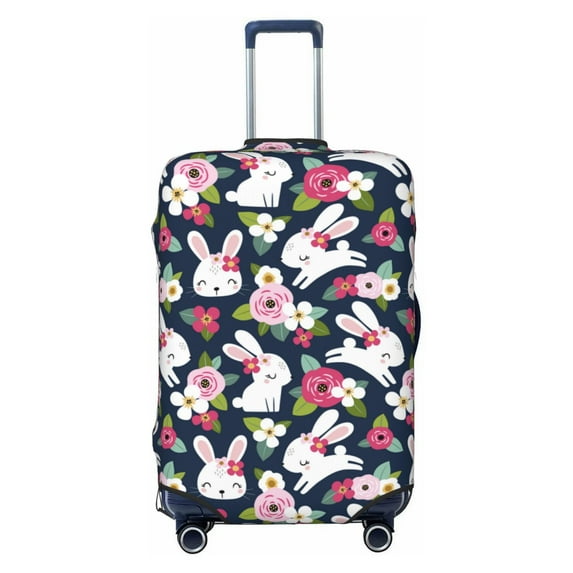 Picia Rabbit And Rose Luggage Protector Cover Thicken Suitcase Protector Cover Fit 18-32 Inch Luggage-X-Large