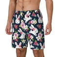 thumbnail image 1 of Picia Rabbit And Rose pattern Mens Swim Trunks with Compression Liner Stretch Beach Shorts Quick Dry with Zipper Pockets No-Chafing Board Shorts-, 1 of 9