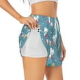 thumbnail image 1 of Picia Rabbit And Balloon Pattern Women's 2 in 1 Athletic Running Shorts High Waisted Workout Casual Gym Sweat Shorts with Comfy Liner Zipper Pockets-Small, 1 of 9
