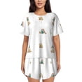 thumbnail image 1 of Picia Rabbit Blowing Dandelions Pajamas Sets for Women Soft Short-Sleeved Pjs with Lounge Shorts Two Piece Sleepwear-Large, 1 of 9