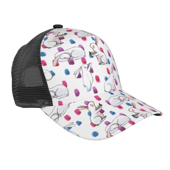 Picia Rabbit Eating Pattern Trucker Hat,Baseball Cap,Sun Protection Cap,Stylish Headwear,Leisure Cap,Outdoor Sports Cap