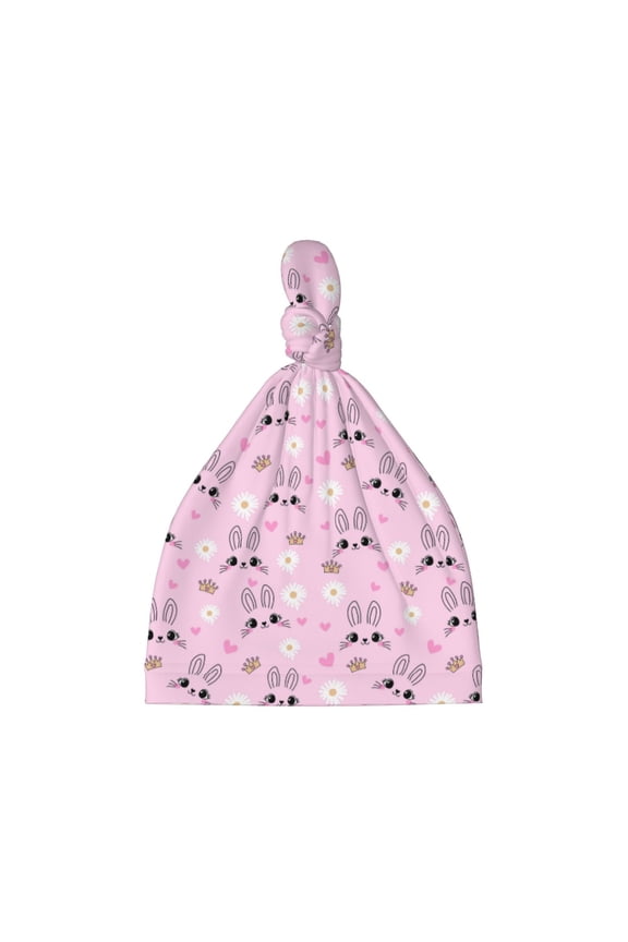 Rabbit Face Printed Preemie Hats for Baby Girls Cotton Premature Knot Hats Newborn Hospital Cap Warm Knot Beanie Nicu for Preemie Girls and Boys