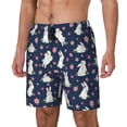 thumbnail image 1 of Picia Rabbit And Flower pattern Mens Swim Trunks with Compression Liner Stretch Beach Shorts Quick Dry with Zipper Pockets No-Chafing Board Shorts-Large, 1 of 9