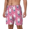 thumbnail image 1 of Picia Rabbit Holding Flowers pattern Mens Swim Trunks with Compression Liner Stretch Beach Shorts Quick Dry with Zipper Pockets No-Chafing Board Shorts-3X-Large, 1 of 9