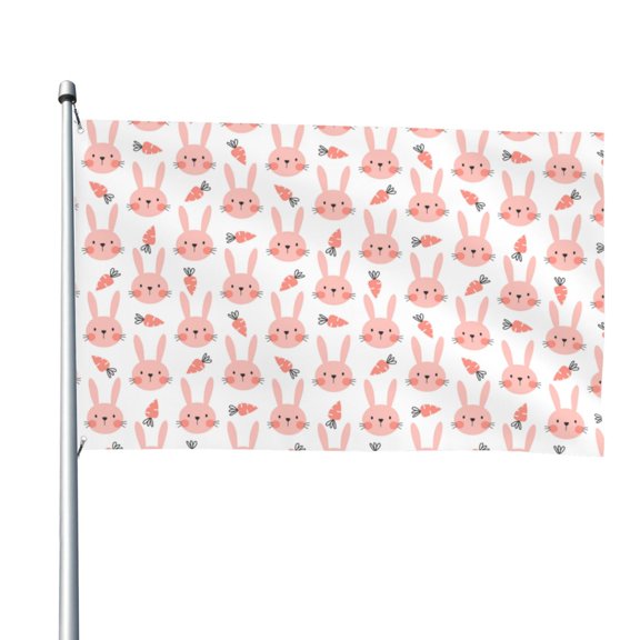 Picia Rabbit Is And Carrots Printed Flag ,Rabbit Is And Carrots Pattern Garden Flag Vertical Double,Yard Lawn Outdoor Decor 48x72"