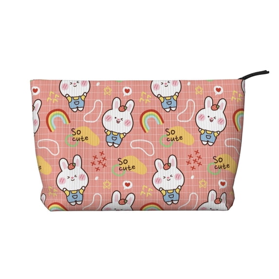 Picia Rabbit So Cute Printed Cosmetic Bags for Women Makeup Bag Large Capacity Purse Travel Toiletry Zipper Storage Pouch Make up Brushes Organizer for Gifts