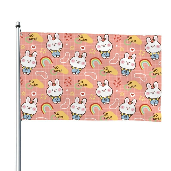 Picia Rabbit So Cute Printed Flag ,Rabbit So Cute Pattern Garden Flag Vertical Double,Yard Lawn Outdoor Decor 48x72"