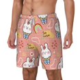 thumbnail image 1 of Picia Rabbit So Cute pattern Mens Swim Trunks with Compression Liner Stretch Beach Shorts Quick Dry with Zipper Pockets No-Chafing Board Shorts-Large, 1 of 9