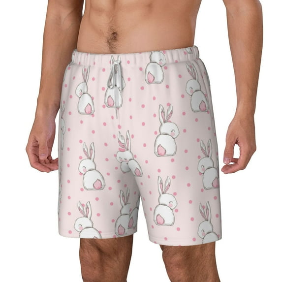 Picia Rabbit pattern Mens Swim Trunks with Compression Liner Stretch Beach Shorts Quick Dry with Zipper Pockets No-Chafing Board Shorts-XX-Large