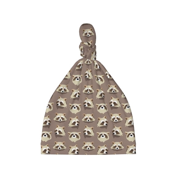 Picia Raccoon Printed Preemie Hats for Baby Girls Cotton Premature Knot Hats Newborn Hospital Cap Warm Knot Beanie Nicu for Preemie Girls and Boys