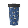 thumbnail image 1 of Picia Raccoon blue point Pattern 500ml Carry Insulated Coffee Mug, Stainless Steel Travel Mug with Hidden Handle, Leak-Proof for Car, Office, Home, and Outdoor Use, 1 of 8