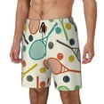 thumbnail image 1 of Picia Racket and Tennis Ball pattern Mens Swim Trunks with Compression Liner Stretch Beach Shorts Quick Dry with Zipper Pockets No-Chafing Board Shorts-Large, 1 of 9