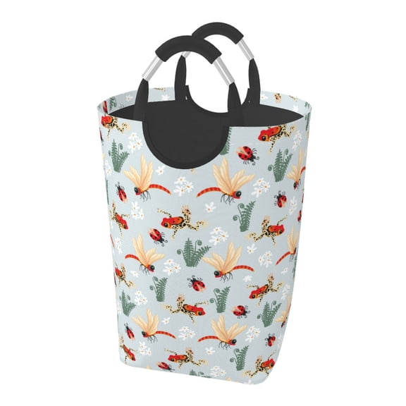 Picia Ragonfly And Ladybug Laundry Basket With Handles Laundry Hamper Toys Storage Organizer Foldable Bucket Washing Bin Dirty Clothes Bag For Home Bathroom Bedroom Dorm