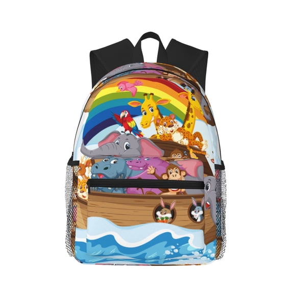 Picia Rainbow Animals on Noah's Ark Large Capacity Backpack Classic Style Backpack Casual Backpack Water-Resistant School Work Travel Outdoor Backpack
