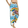 thumbnail image 1 of Picia Rainbow Animals on Noah's Ark Womens Soft Woven Cotton Elastic Waistband Sleep Pajama Pant Lounge Sleep Pant With Pockets And Drawstring-Small, 1 of 9