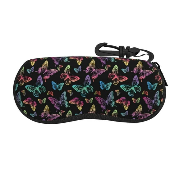 Picia Rainbow Butterflies Print Sunglasses Case, Eyeglasses Case Protector Large Glasses Case, Key Lock Case Protective Glasses Holder Eyeglasses Cases