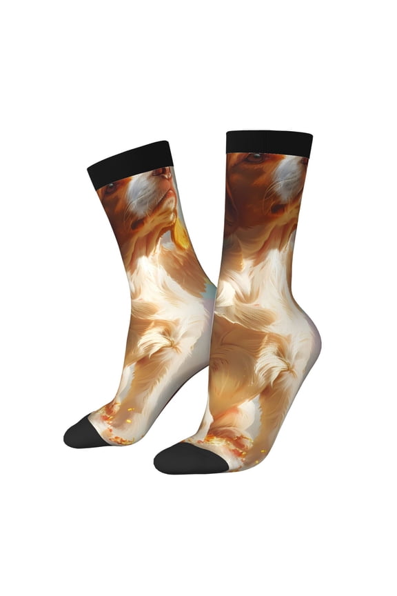 Rainbow English Cocker Spaniel Print Athletic Socks for Men & Women – Cushioned Moisture-Wicking Crew Socks for Sports, Running, and Training, Soft & Breathable Size 5-11