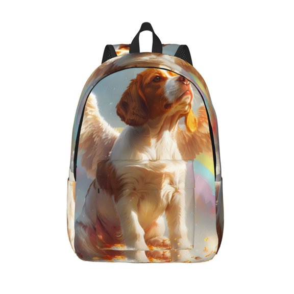 Picia Rainbow English Cocker Spaniel Printed Canvas Daypack - Stylish and Durable Vintage Compact Backpack - Class, Work, Travel, or Laptop Bookbag,Organized Compartments-Medium