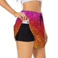 thumbnail image 1 of Picia Rainbow Glitter Pattern Women's 2 in 1 Athletic Running Shorts High Waisted Workout Casual Gym Sweat Shorts with Comfy Liner Zipper Pockets-Large, 1 of 9