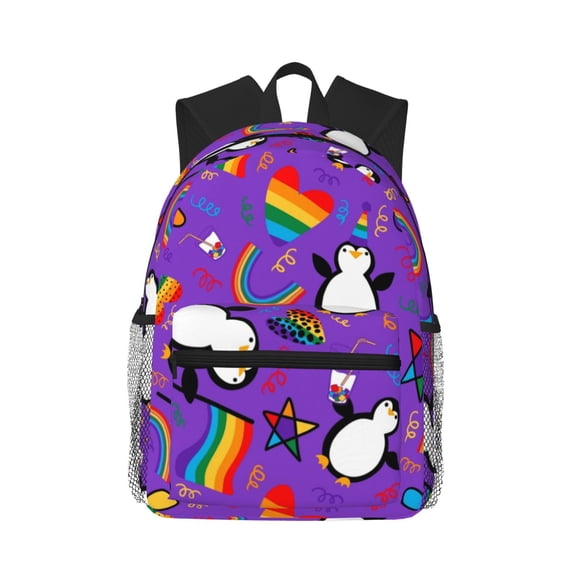 Picia Rainbow Lgbt Penguin Large Capacity Backpack Classic Style Backpack Casual Backpack Water-Resistant School Work Travel Outdoor Backpack